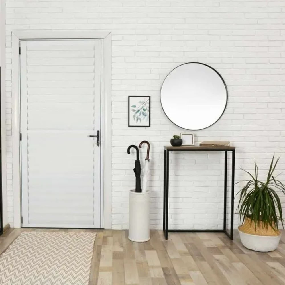 Porta de Alumínio Palheta 210x80 Esquerda Branco Ecosul Esquadrisul