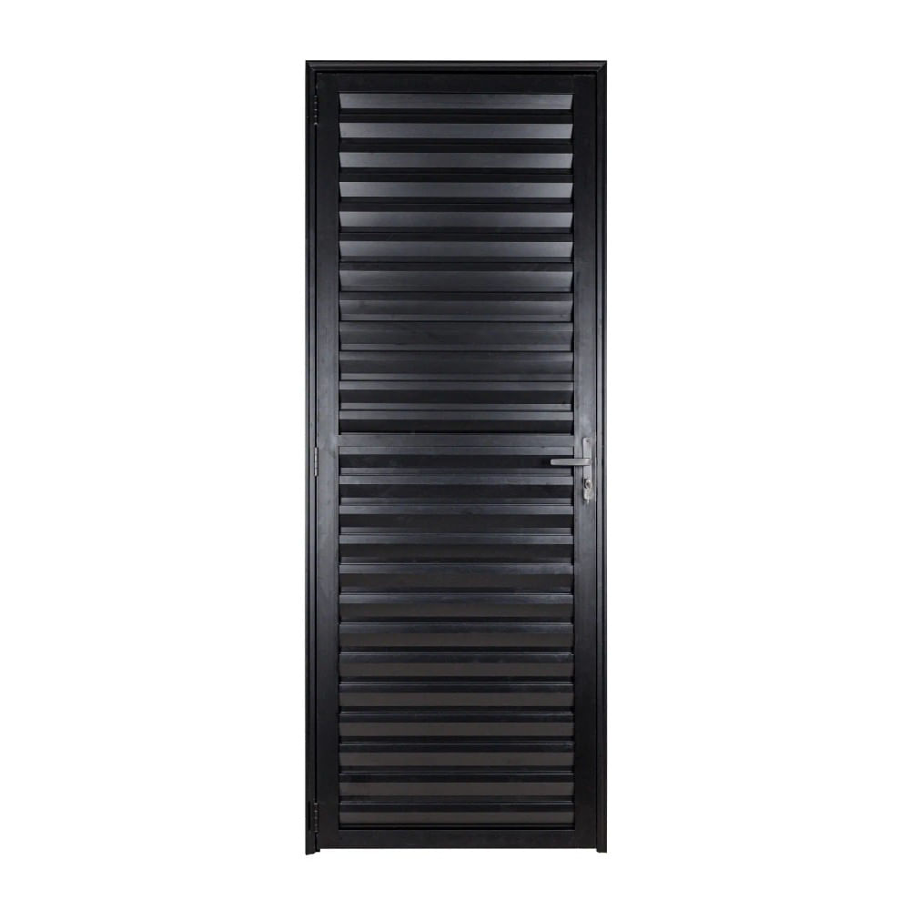 Porta de Alumínio Palheta 210x80 Esquerda Preta Ecosul Esquadrisul