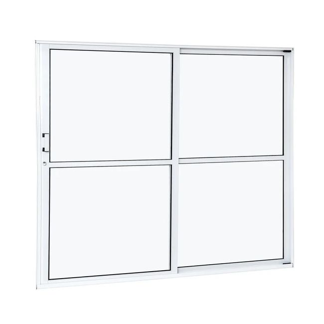 Porta Alumínio Correr 2 Folhas Vidro Liso Esquerda 160X210X7,9 Branco Cristal Ramassol