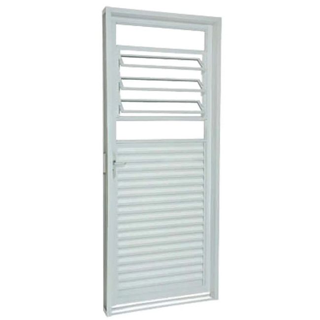 Porta Veneziana Basculante Aço Branco 217x87x6 Prátika Sasazaki
