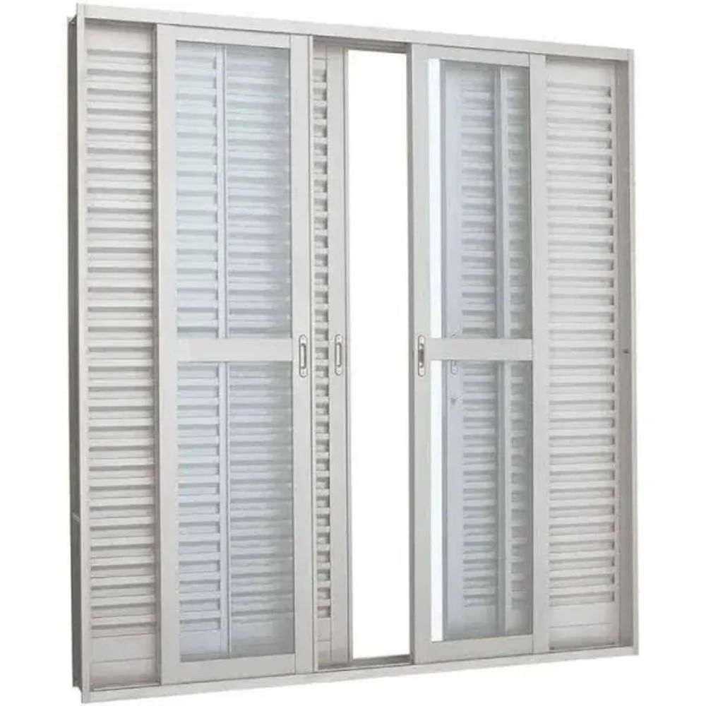 Porta Balcão De Correr Aço Branco 6 Folhas 217x200x12 Prátika Sasazaki