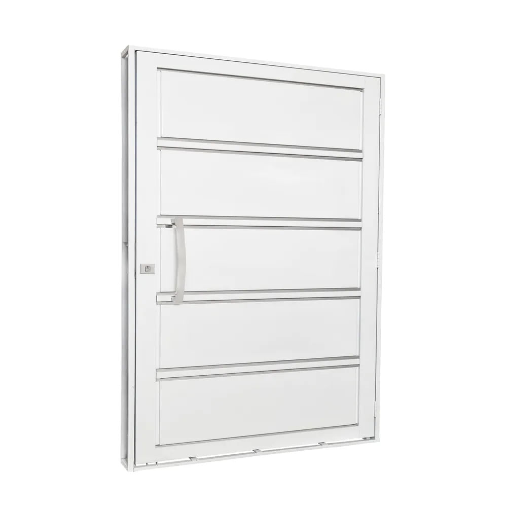 Porta Aço Lambri Com Puxador Inox Do Lado Esquerdo