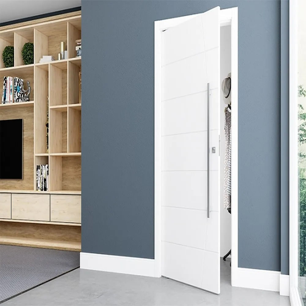 Kit Porta Pivotante Solida Mdp Branco Acabado Batente 14cm 210x100 Vert