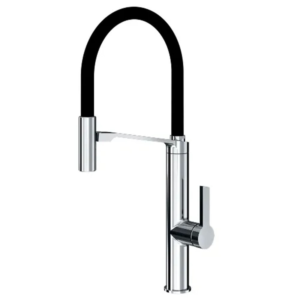 Misturador p/ Cozinha Gourmet Monocomando de Mesa Cromado e Preto Fani