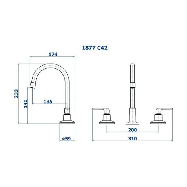 Torneira Misturador para Lavatório Mesa Iris 1877 42 Cromado Fani