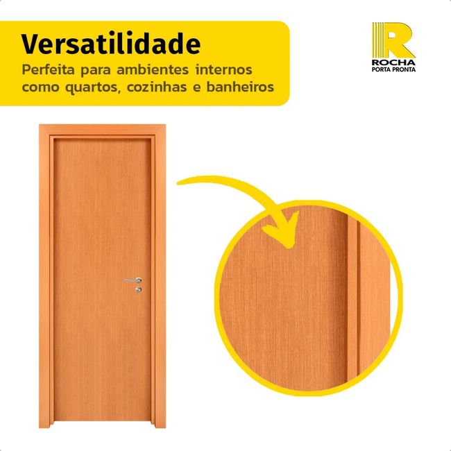 Kit Porta de Madeira 210x82 Direita Batente Regulável 11-19cm Pré Composto Curupixá Rocha
