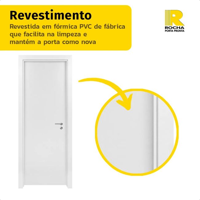 Kit Porta de Madeira 210x82 Esquerda Batente Regulável 11-19cm Branco Texturizado Rocha
