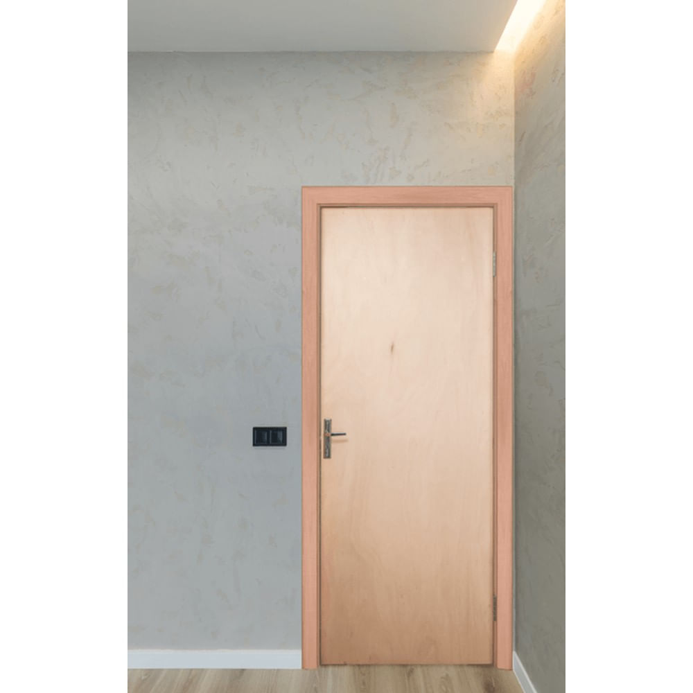 Kit Porta para Pintura 60cm Amescla Direito com Batente Eucalipto 12cm Fechadura Dobradiças e Parafusos Grantok