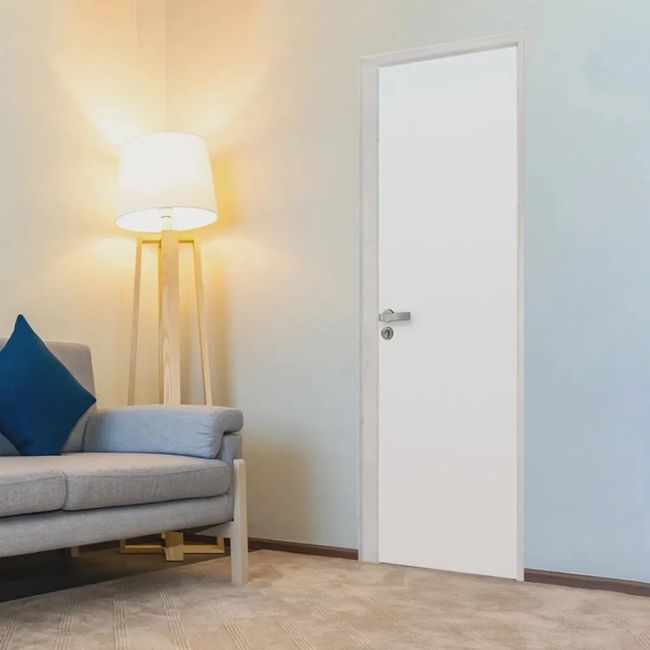 Kit Porta Melaminica Semioca MDF Lisa com Batente Utra Regulavel 21022 2x210X74cm Branca MGM