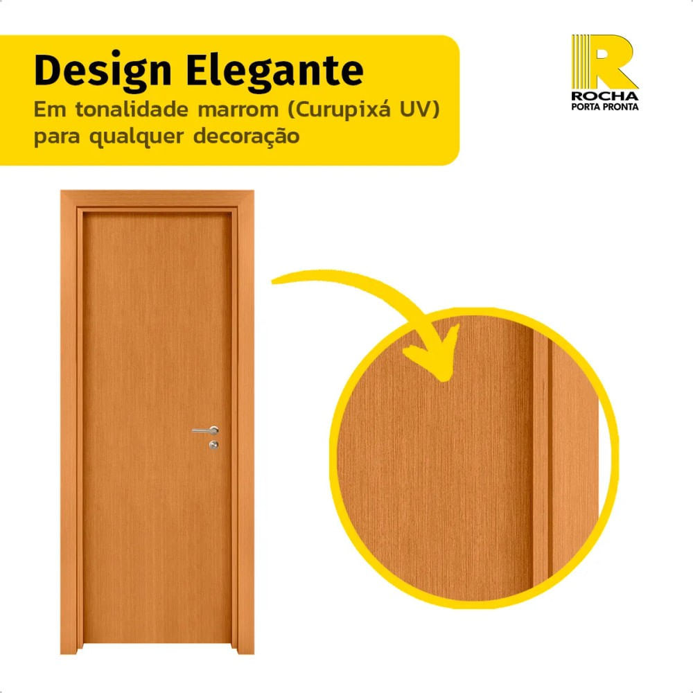 Kit Porta de Madeira 210x72 Direita Batente Regulável 11-19cm Curupixá Rocha