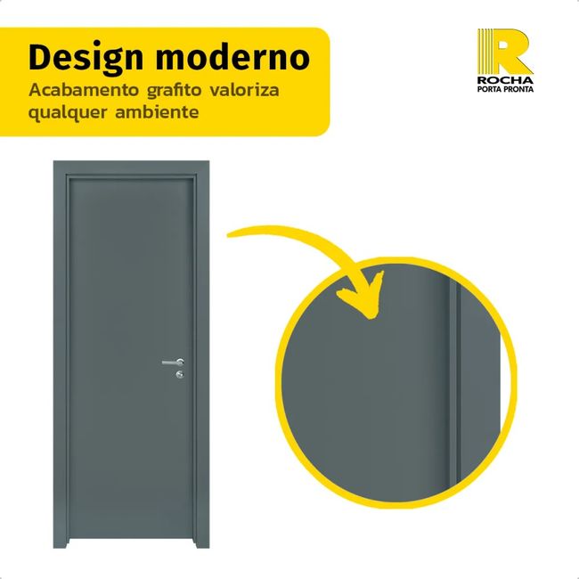 Kit Porta de Madeira 210x82 Direita Batente Regulável 11-19cm Grafito Rocha