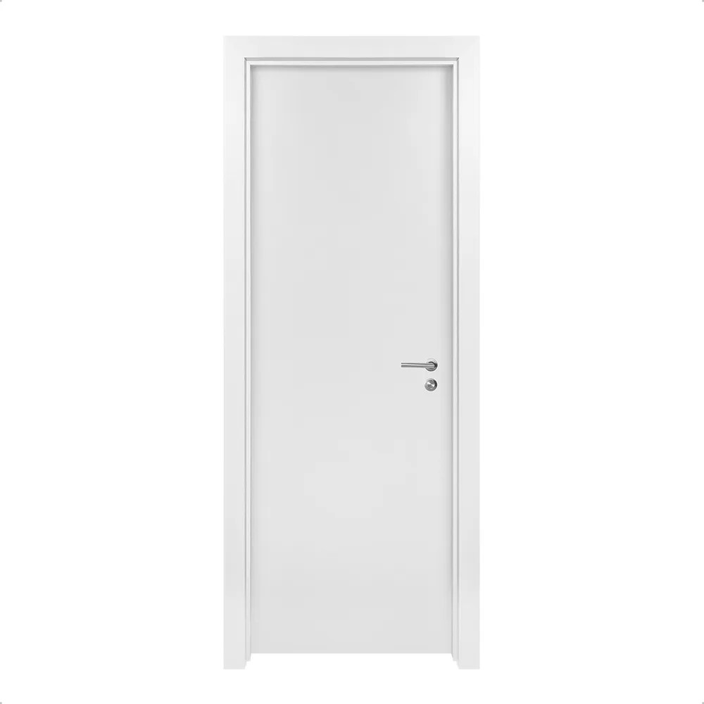 Kit Porta de Madeira 210x62 Esquerda Batente Regulável 11-19cm Super Branco New Rocha