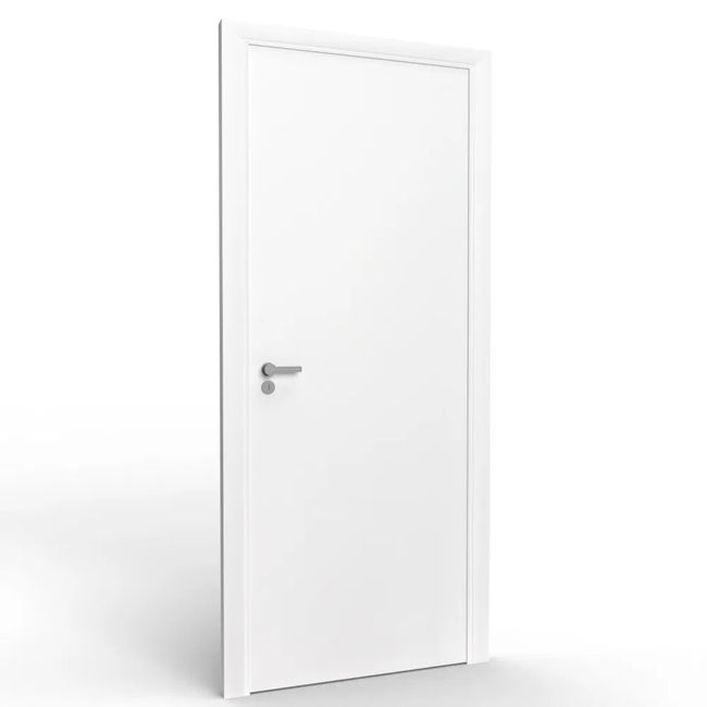 Kit Porta de Madeira 210x62 Esquerda Batente Regulável 11-19cm Laca Branco Rocha