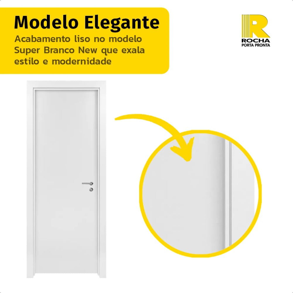 Kit Porta de Madeira 210x72 Direita Batente Regulável 11-19cm Super Branco New Rocha