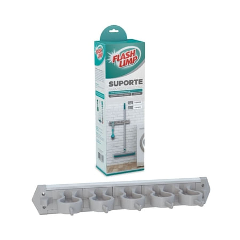 Suporte Mop Vassoura 11 Compartimentos Cinza Flash