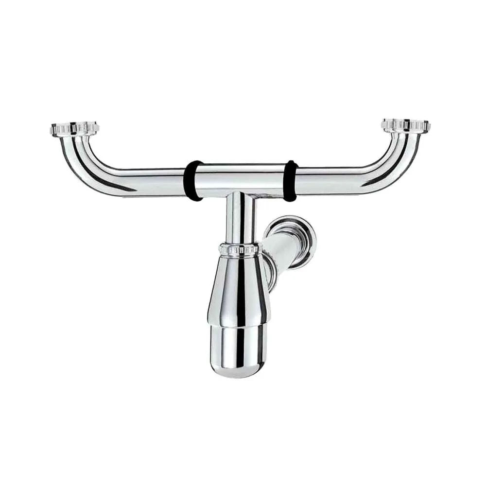 Sifão Esteves para Pias de Cozinha Duplo 1.1/2" x 2" 30cm Cromado
