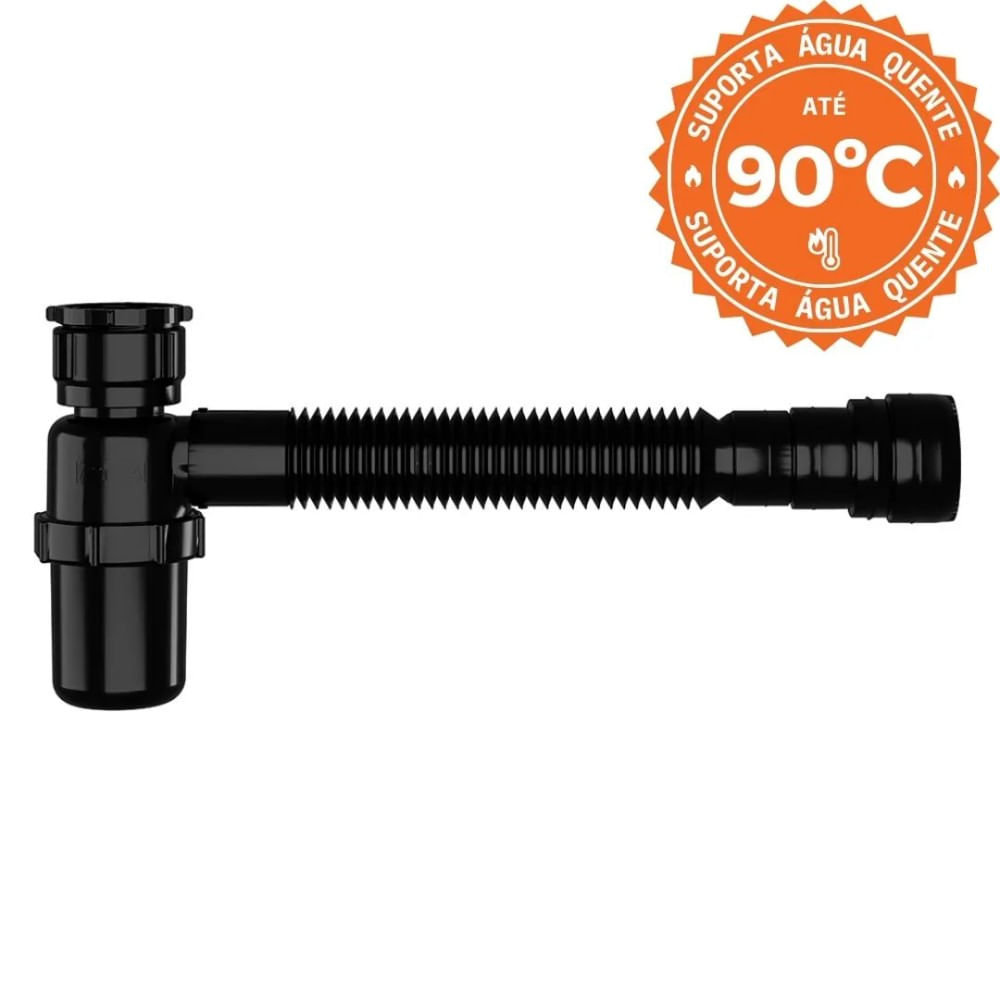 Sifão Sanfonado Universal Com Copo Preto Ssuc3 Astra