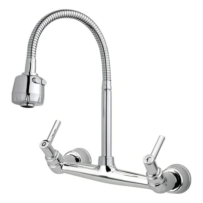 Torneira com Misturador de Parede para Cozinha Gourmet Cromada Forusi