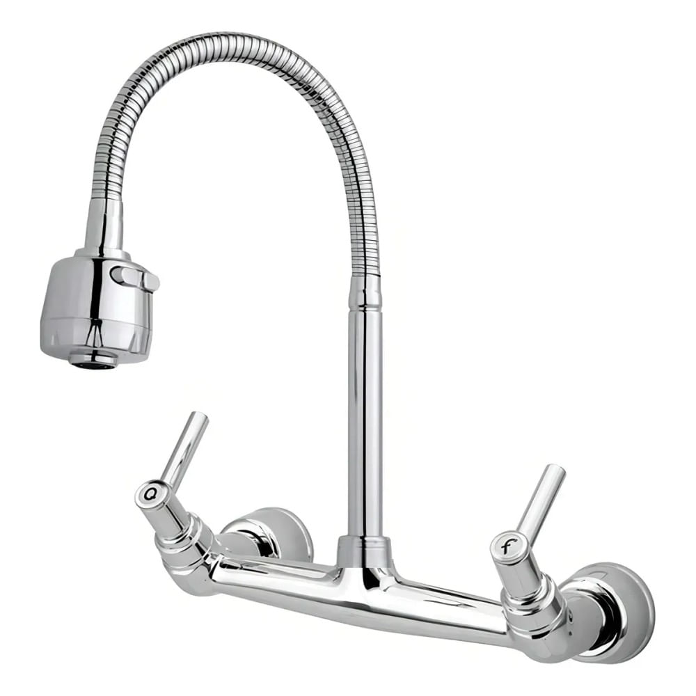 Torneira com Misturador de Parede para Cozinha Gourmet Cromada Forusi