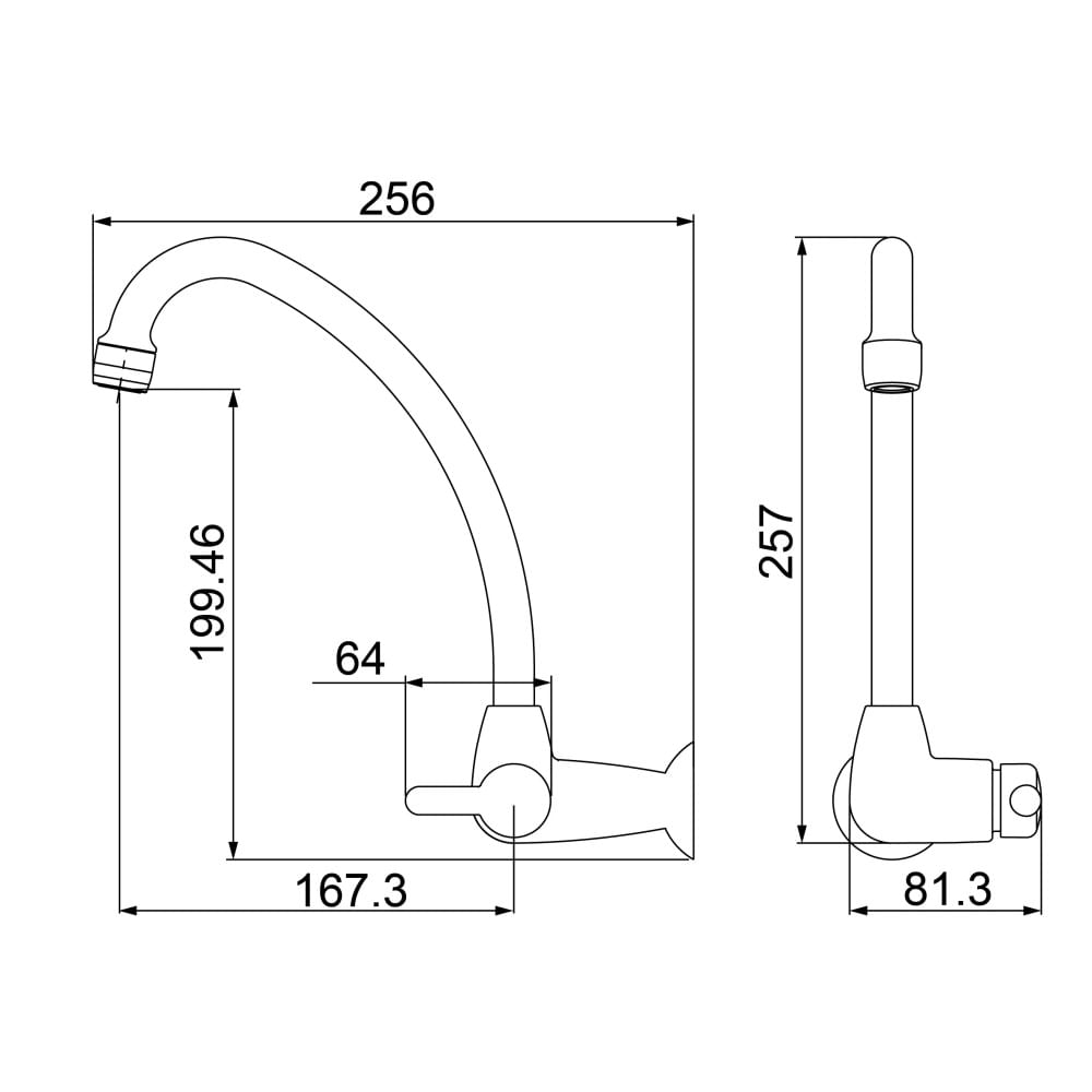 Torneira de Cozinha Parede Bica 1168 F31 Plástico Cromado Lorenzetti