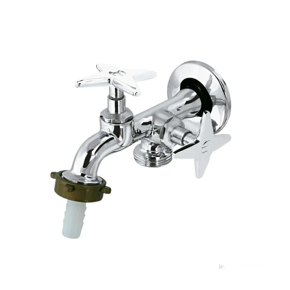 Torneira Dupla Esteves para Tanque e Máquina C23 Cromada