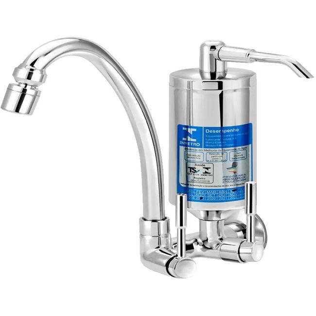 Torneira para cozinha de parede com filtro 1/4 de volta C31 cromada Esteves