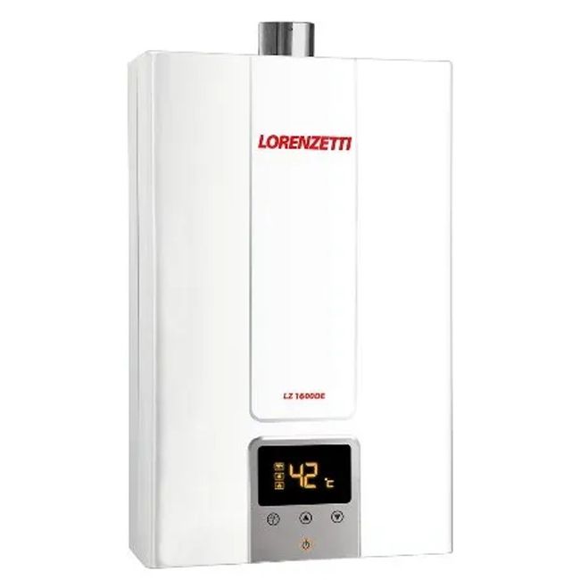 Aquecedor a Gás Branco LZ 1600DE 15 Litros GN Display Digital Lorenzetti