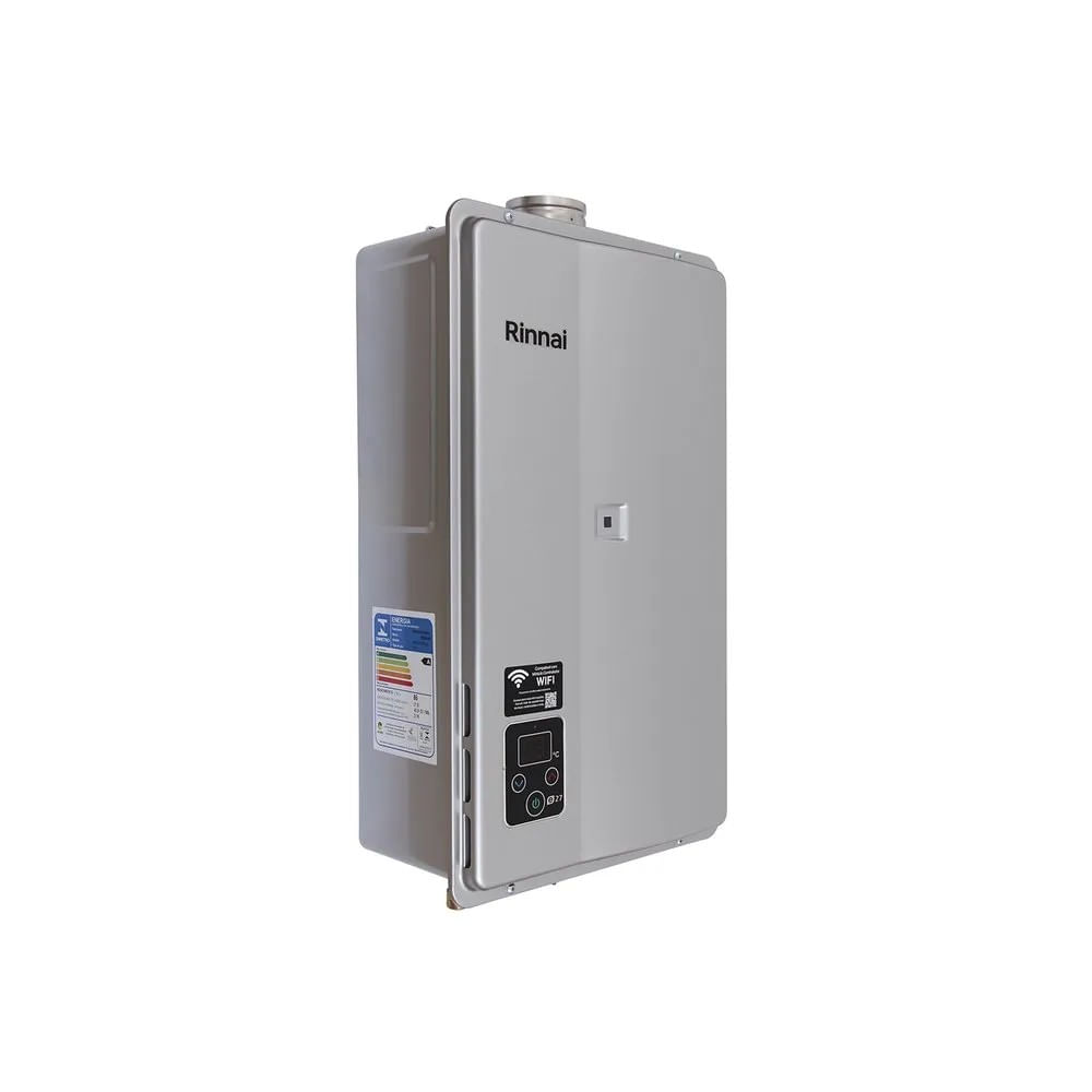 Aquecedor A Gas Digital Reue271Feh 27 Litros Gn Prata Rinnai