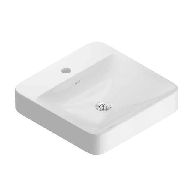 Cuba De Apoio Quadrada Com Mesa Vox Flow 1 Furo 41X41Cm Branca Kohler