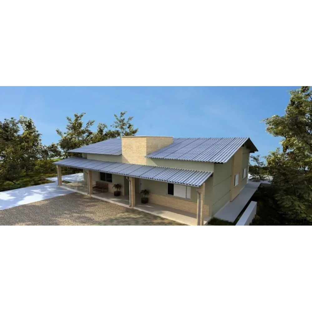 Telha Brasilit Ondulada de Fibrocimento 183x110cm 5mm Residencial Cinza