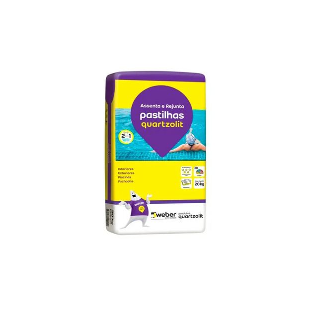 Argamassa Pastilhas Assenta e Rejunta Branco 20KG Quartzolit
