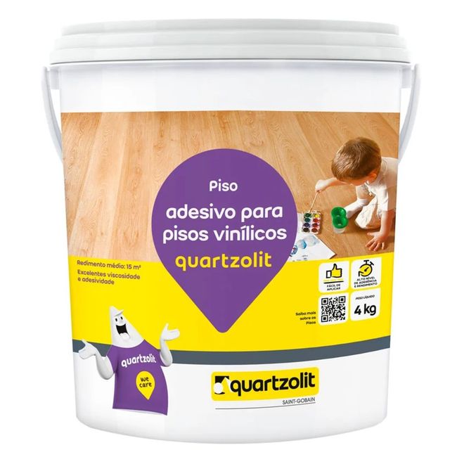 Adesivo para piso vinílico acrílico 4kg branco Quartzolit