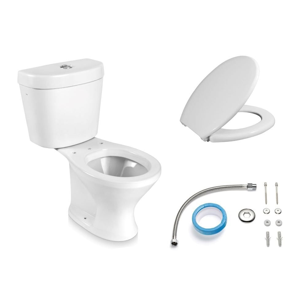 Vaso Sanitário Caixa Acoplada Acessórios e Assento Pp Soft Close Branco Infantil Icasa