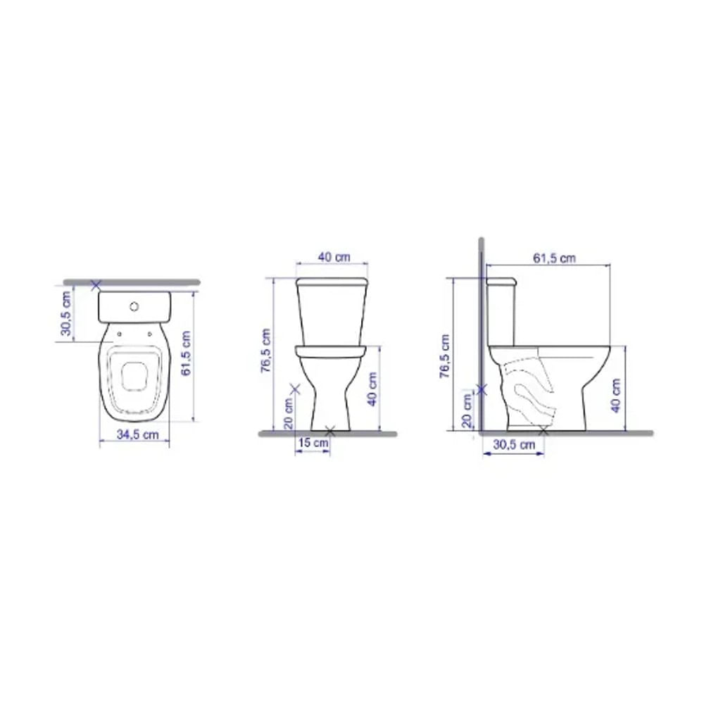 Vaso Sanitário com Caixa Acoplada e Acessórios de Instalação e Assento Pp Soft Close Branco Luna Speciale Icasa