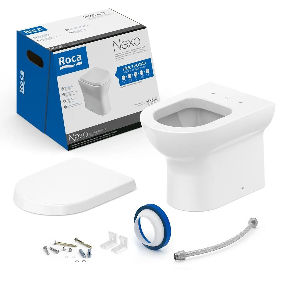 Kit Vaso Sanitário Convencional com Conjunto de Instalação Assento Pp Nexo Branco Roca