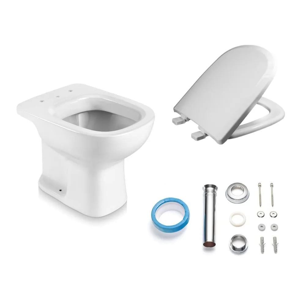 Kit Vaso Sanitário Convencional com Assento Pp Soft Close e Acessórios Branco Etna Icasa