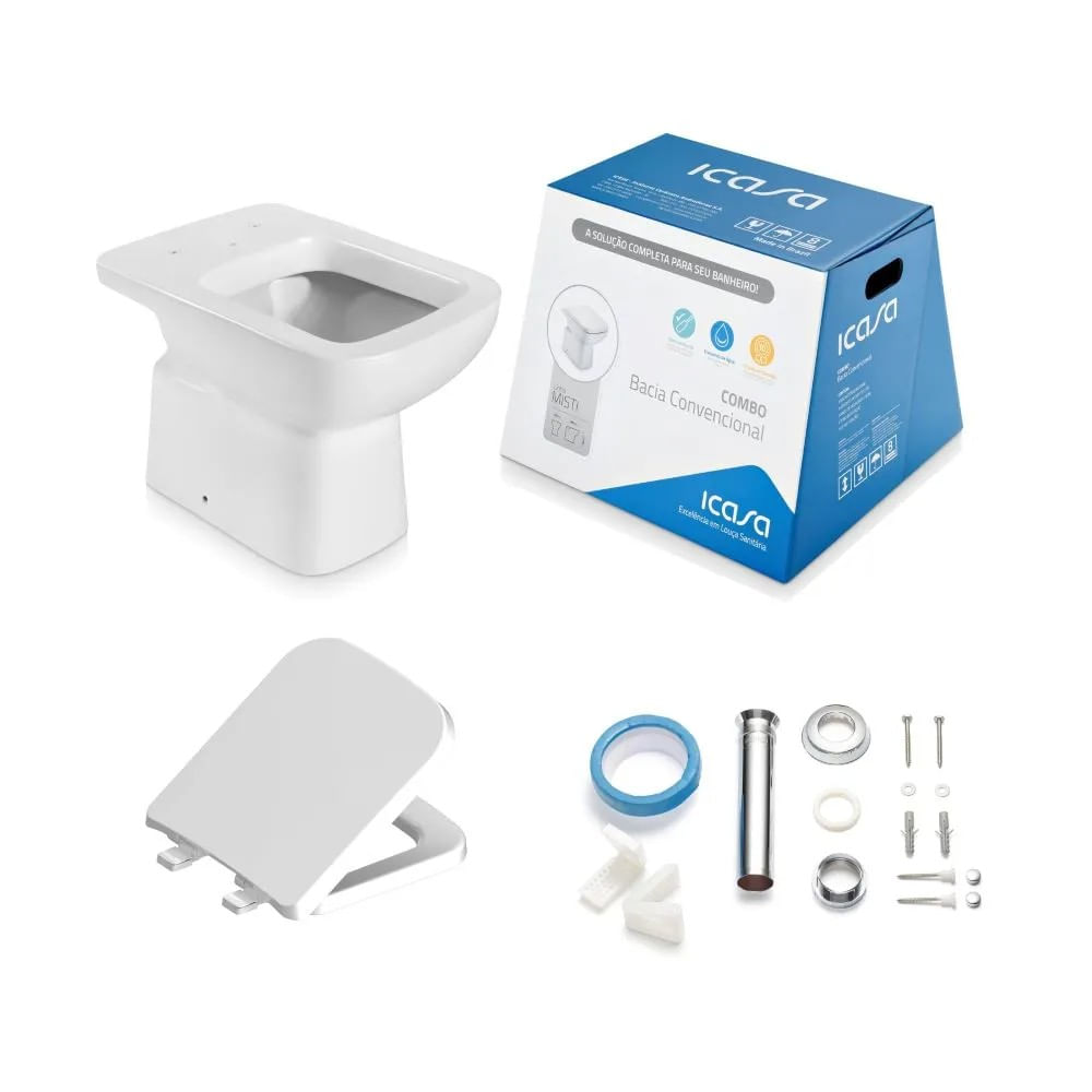 Kit Vaso Sanitário Convencional e Acessórios Branco Misti Icasa