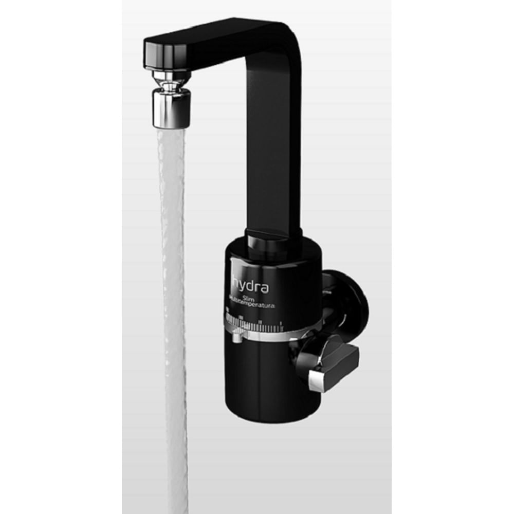 Torneira Elétrica Hydra para Cozinha de Parede 220V Slim Multitemperatura Black