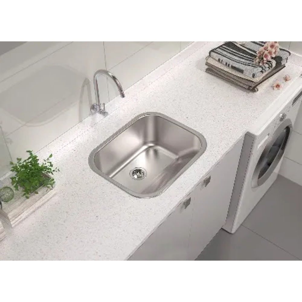 Tanque de Encaixe Hera em Inox Acetinado 30L 50x40cm c/ Válvula Tramontina