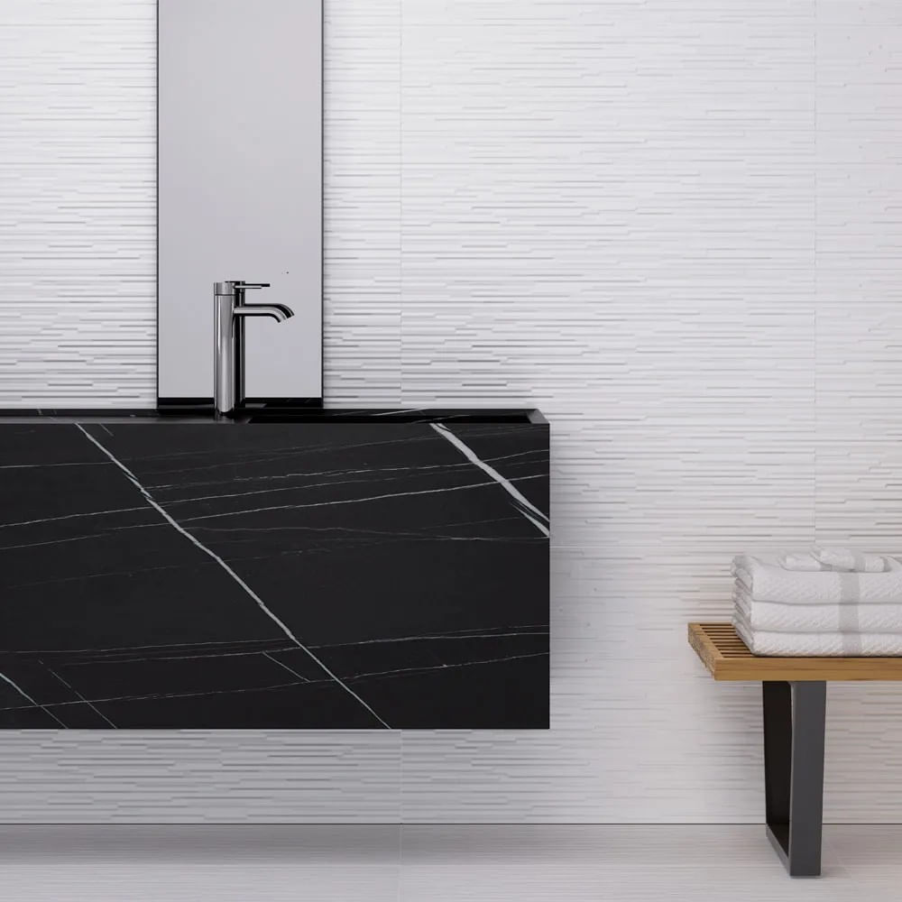 Revestimento Risca Branco Acetinado 30X90,2cm Caixa com 1,08 m² Retificado Incepa