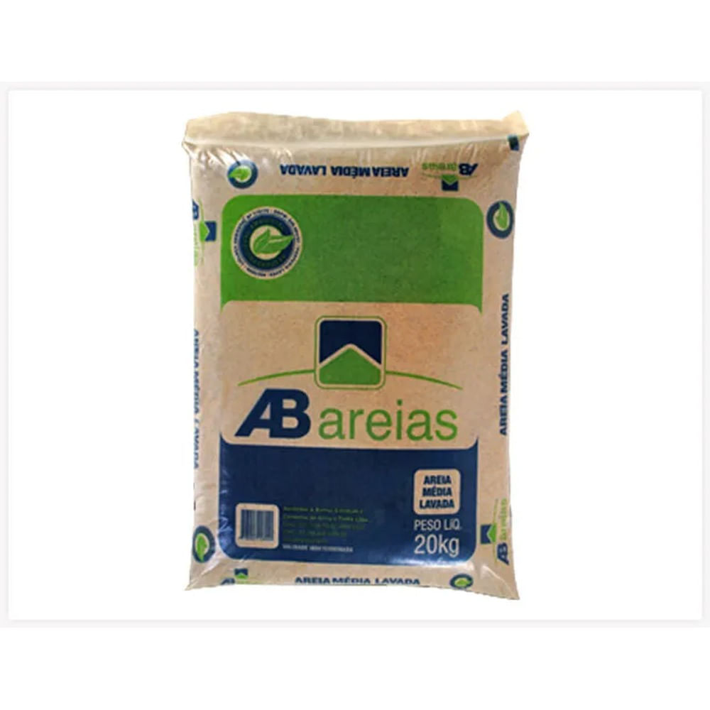 Areia Média Lavada 20Kg AB Areias