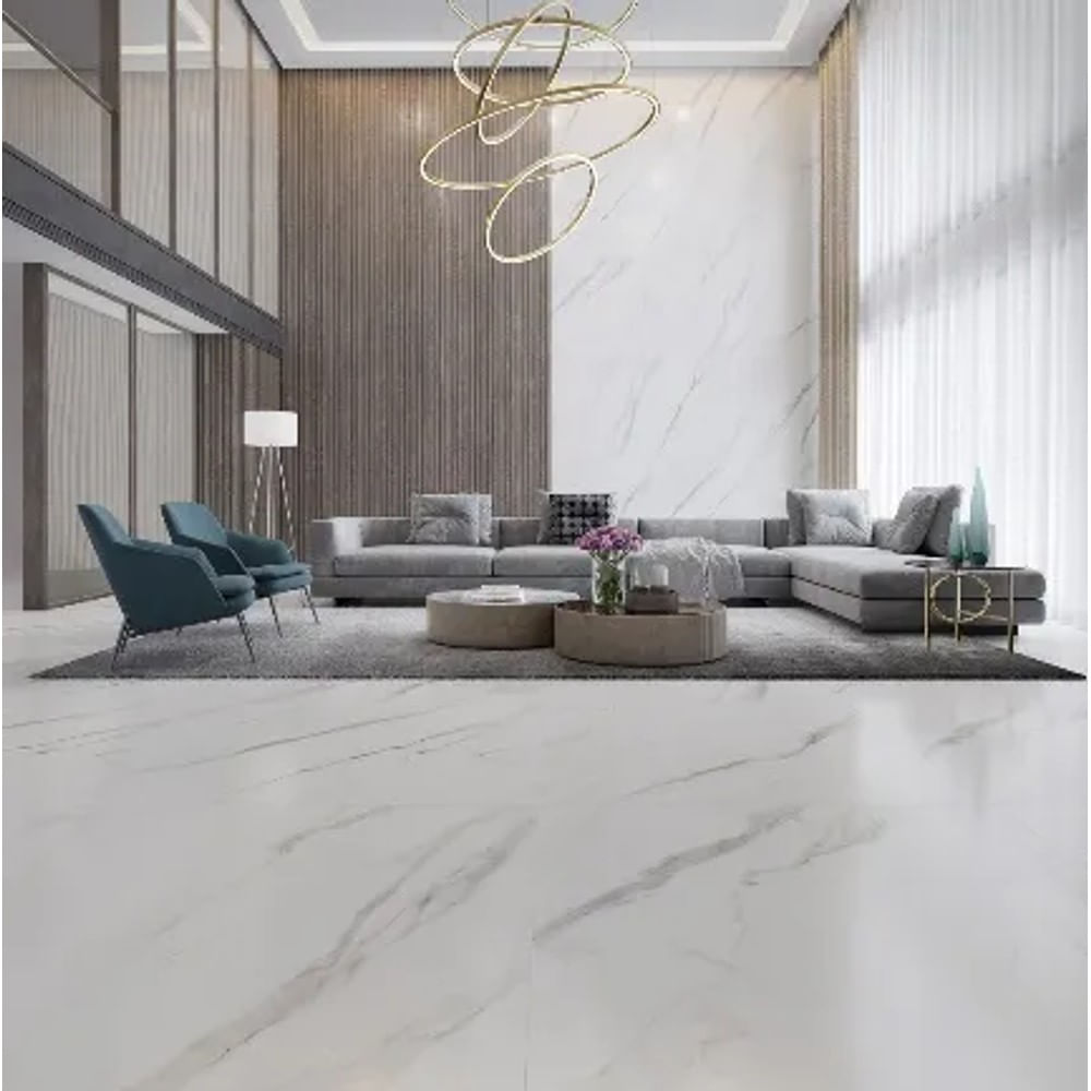 Porcelanato Esmaltado 120x120cm Caixa com 2,88 m² Branco Calacata Altissimo Satin Biancogres