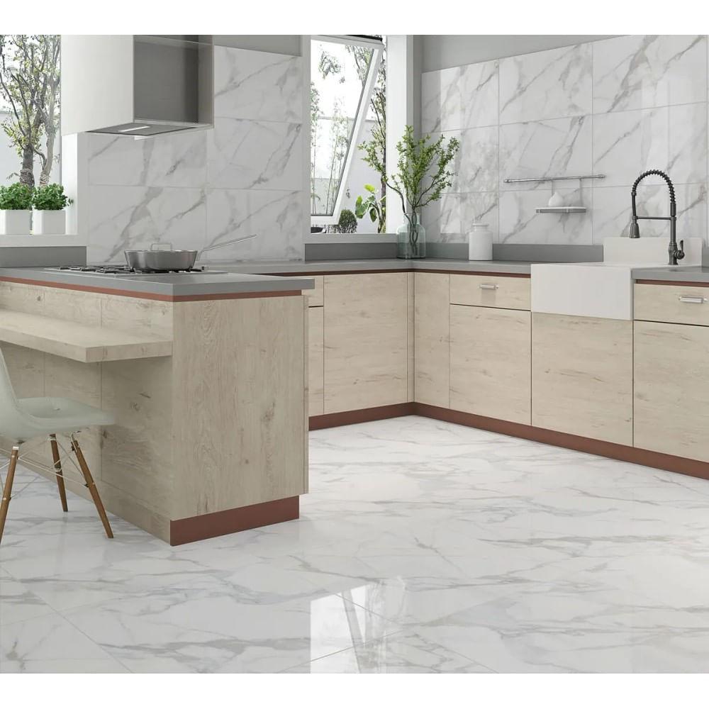 Piso Finalle Brilhante Retificado 60X60Cm Branco Extra Caixa 2,15M2 Formigres