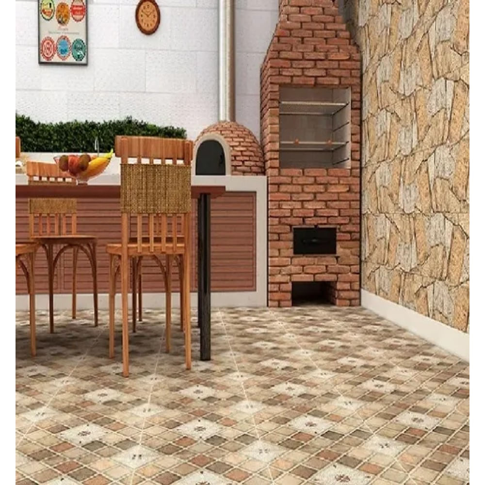 Piso Pedra Florata Bold Antiderrapante 57 × 57 Caixa 3,3 m² Rocha Cerâmica