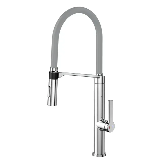 Monocomando para cozinha cromado com mangueira cinza Docol