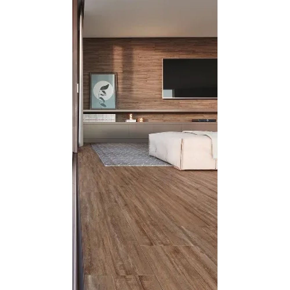 Porcelanato Amadeirado Esmaltado 26X106Cm Marrom Alamo Rustic 2,0M2 Incesa