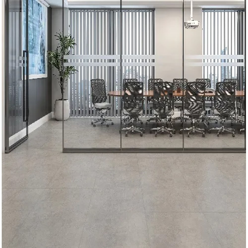 Piso Terrassa Plus Cinza Acetinado 61X61cm Caixa com 2,23 m² Retificado Royal Grés