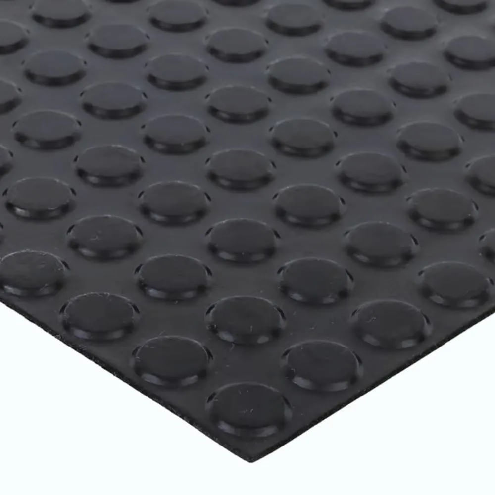 Piso Borracha Botão Preto Placa De 50x50cm Daud
