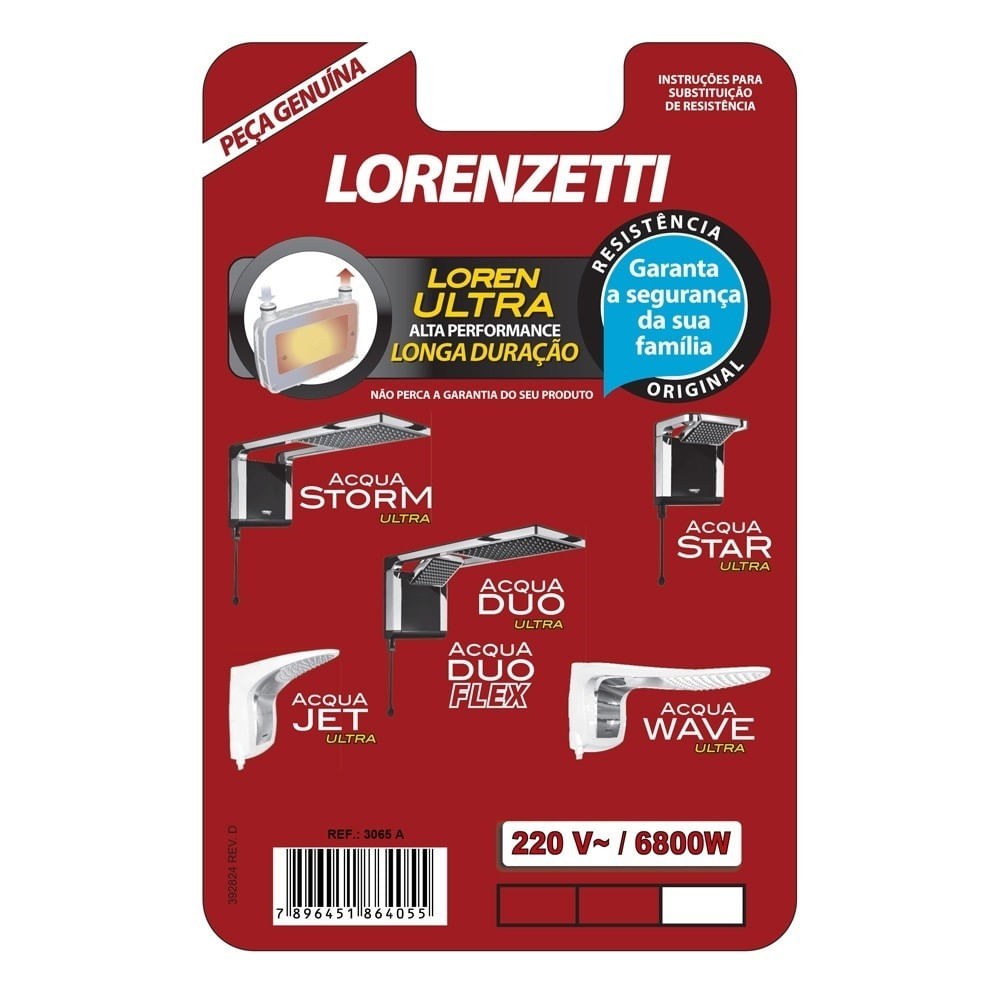Resistência 3065a Acqua Ultra 6800w 220v Lorenzetti