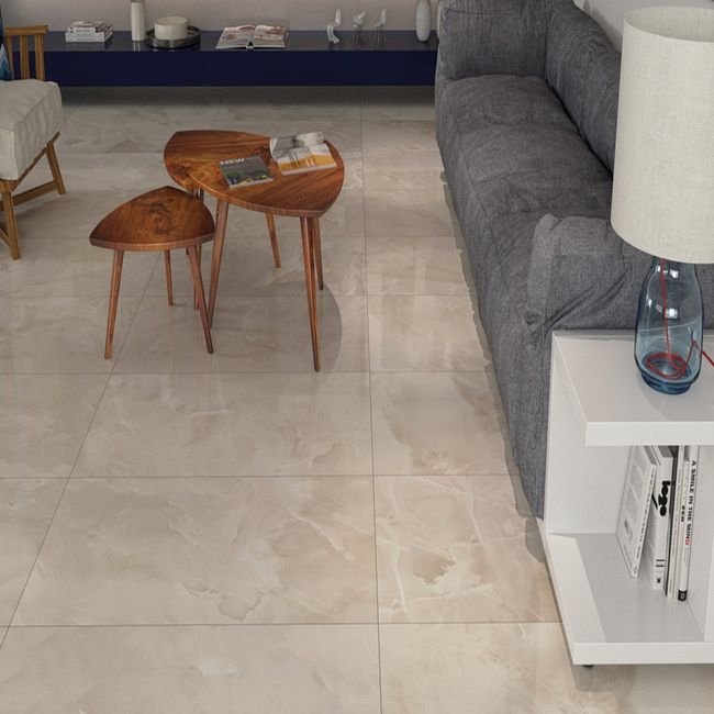 Porcelanato Onice AL polido retificado 100x100cm bege claro Portinari